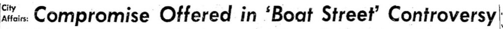 Headline regarding Boat Street naming controversy, Seattle Times, July 25, 1962