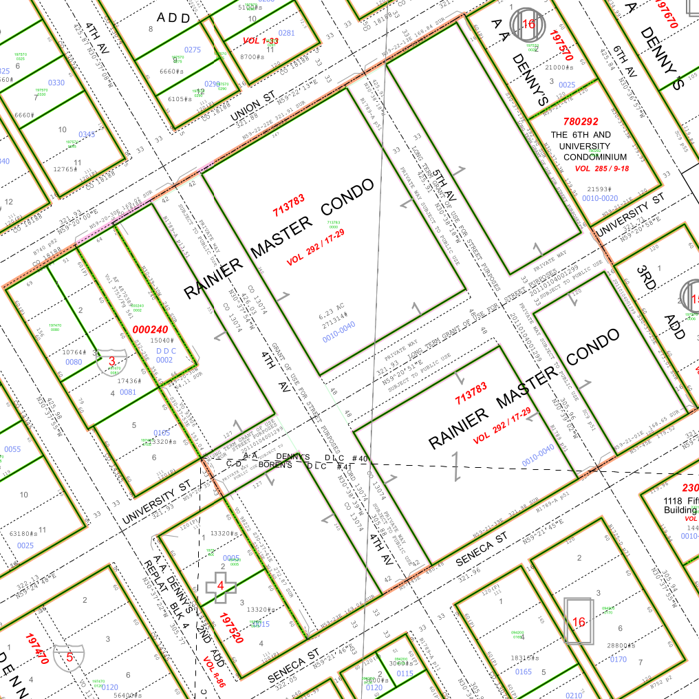 Portion of King County quarter section maps covering Metropolitan Tract