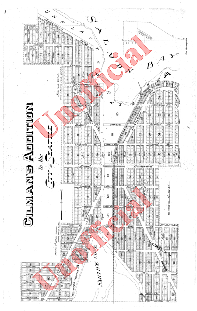 Gilman's Addition to Seattle, 1890, two sheets stitched together