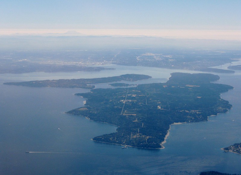 Aerial view of Vashon Island from the northwest