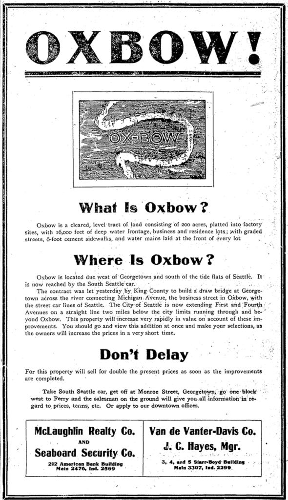 Advertisement for Oxbow in June 1, 1906, issue of The Seattle Times
