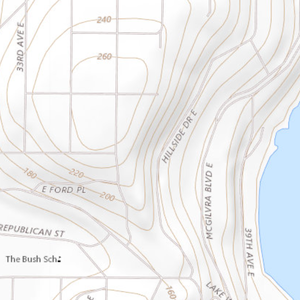 Section of The National Map showing topography of Washington Park