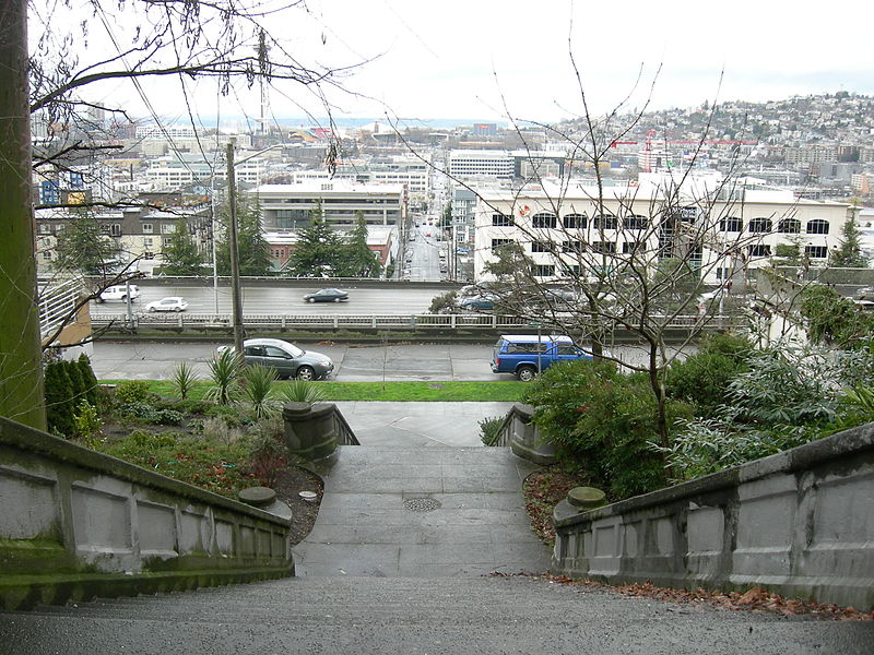 E Republican Street Stairway, looking west, January 2008