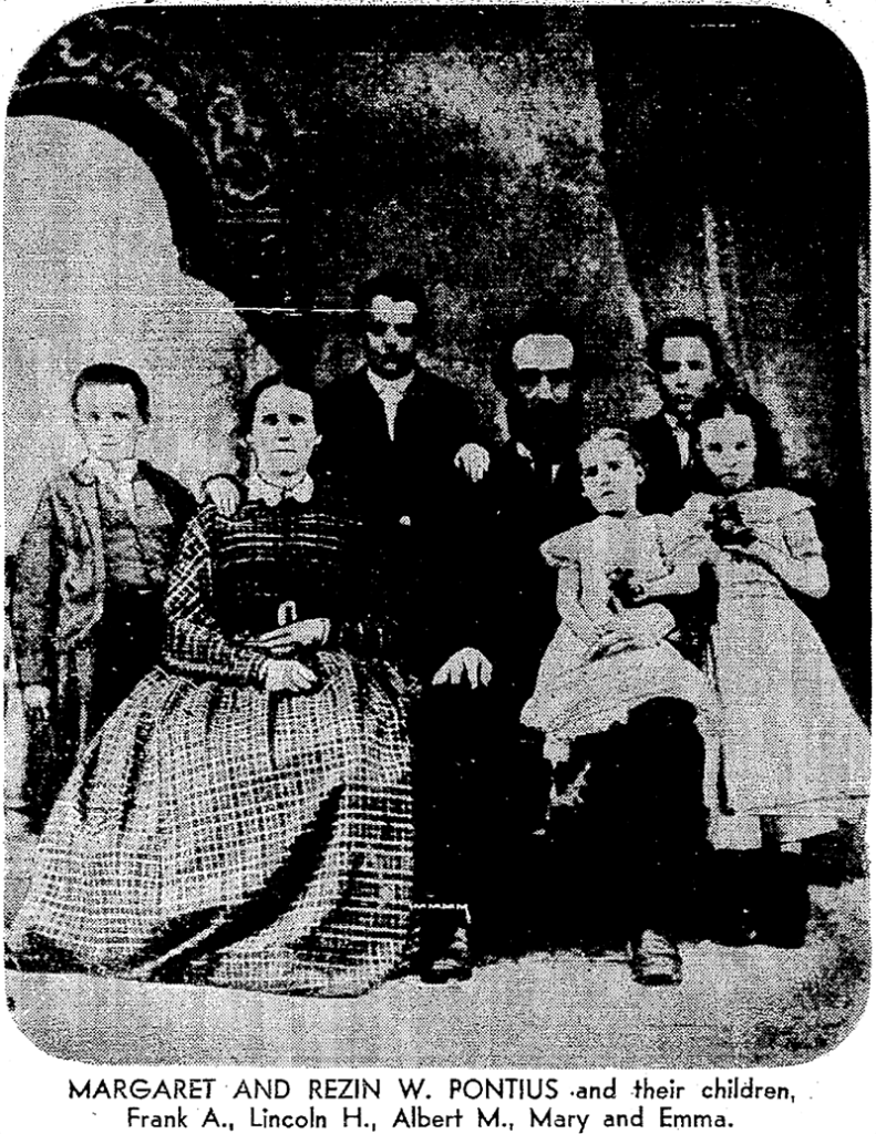 Margaret and Rezin W. Pontius and their children, Frank A., Lincoln H., Albert M., Mary, and Emma