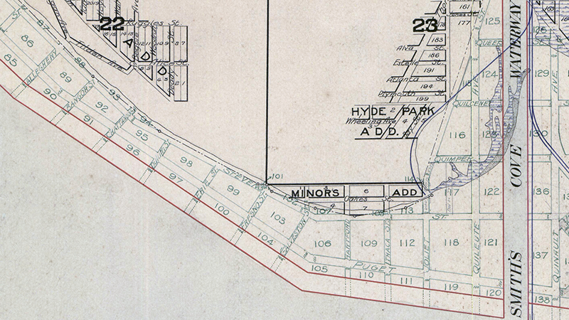 Portion of Plat of Seattle Tide Lands showing Smith Cove and Southwest Magnolia