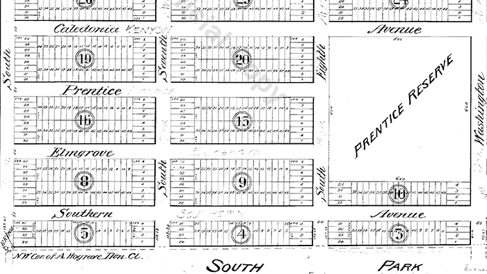 Portion of River Park addition showing Southern Avenue (now Southern Street)
