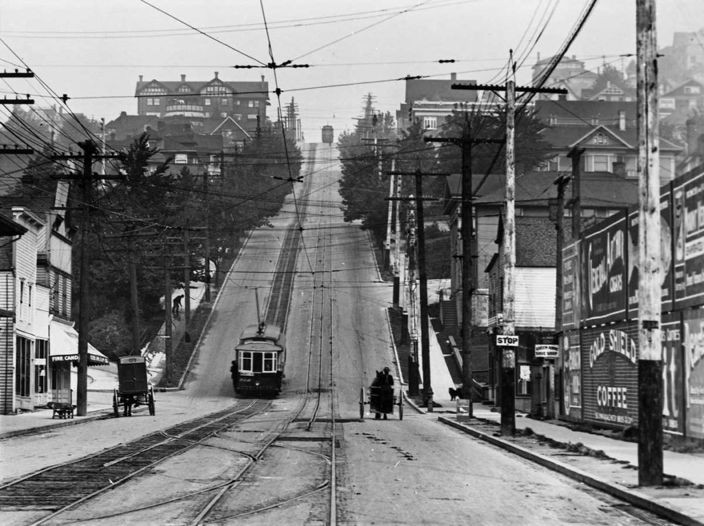 Looking up the Counterbalance (Queen Anne Avenue N), 1910