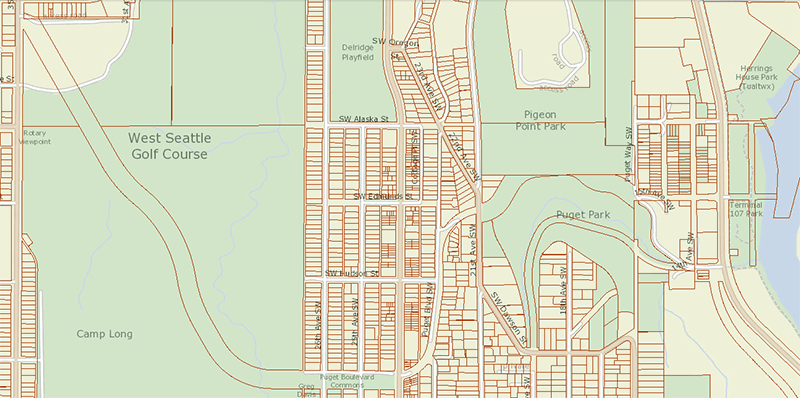 Map of Puget Boulevard, from King County Parcel Viewer