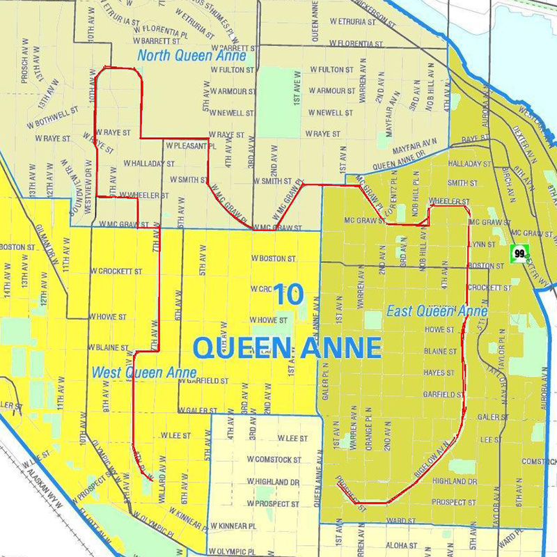 Map of Queen Anne Boulevard