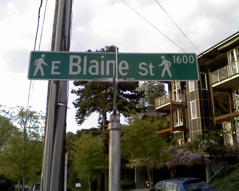 Sign for E Blaine Street, April 22, 2010