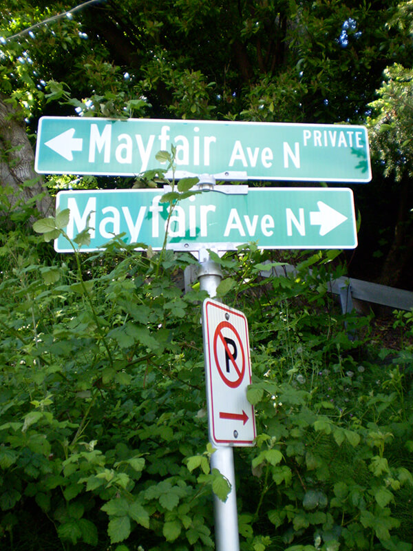 Mayfair Avenue N street sign, May 28, 2011