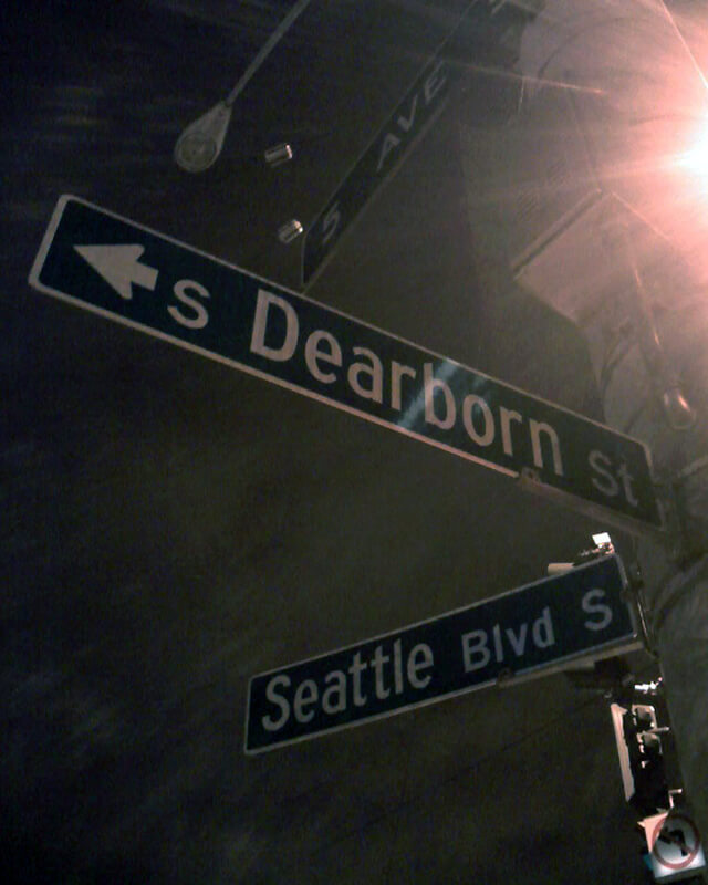 Sign at corner of S Dearborn Street and Seattle Boulevard S, January 30, 2011
