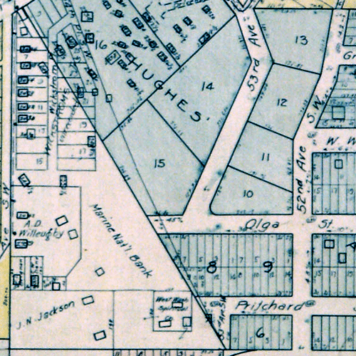 The Peter Wickstrom tract in Kroll's 1920 atlas of Seattle