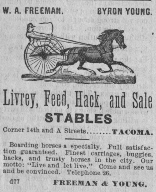 Ad for Freeman & Young, September 15, 1886 issue of the (Tacoma) Evening Telegraph