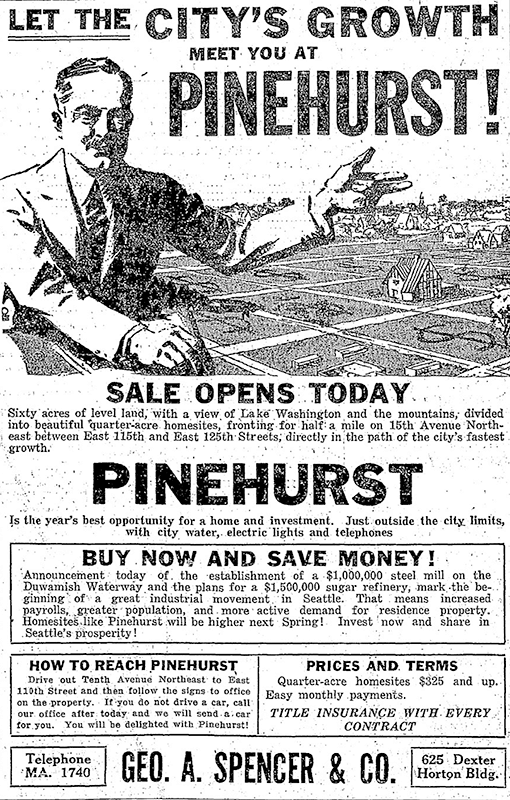 Ad for Pinehurst, The Seattle Times, October 3, 1926