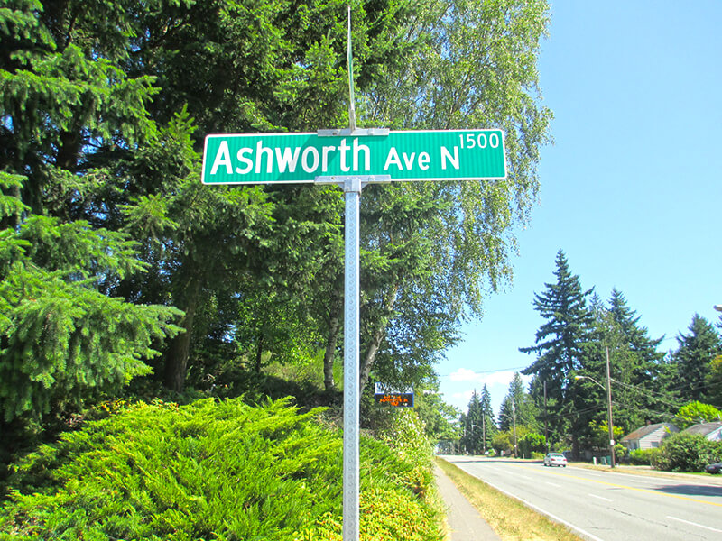 Ashworth Avenue N street sign at N 130th Street