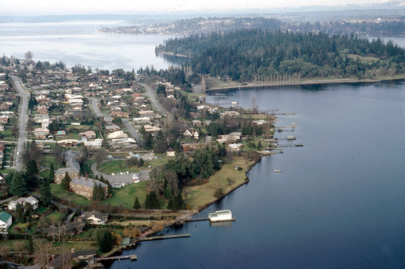 Aerial view of Seward Park from the south