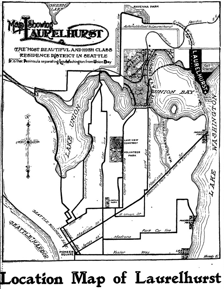 Map of Laurelhurst, Seattle Post-Intelligencer, October 21, 1906