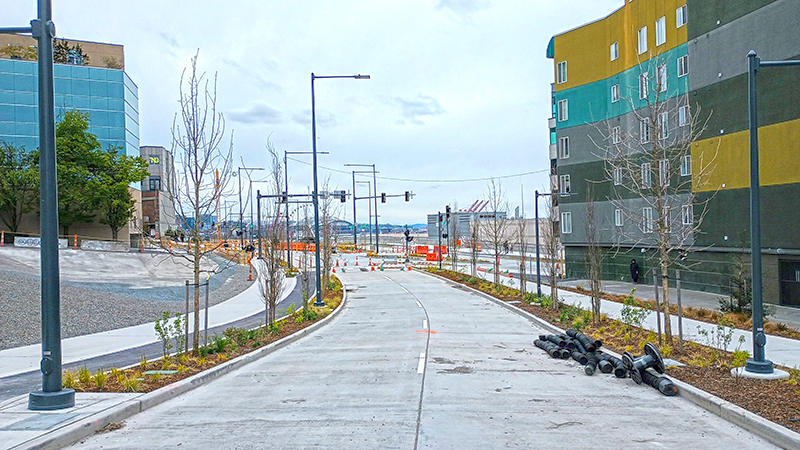 Elliott Way, spring 2023, looking south