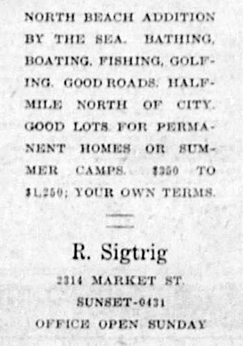 North Beach Ad, Seattle Star, September 17 1925