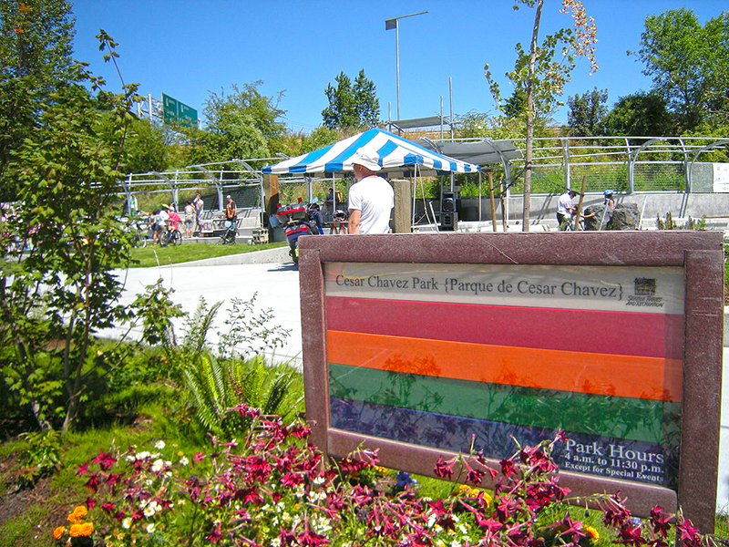 Sign at park formerly known as Cesar Chavez Park